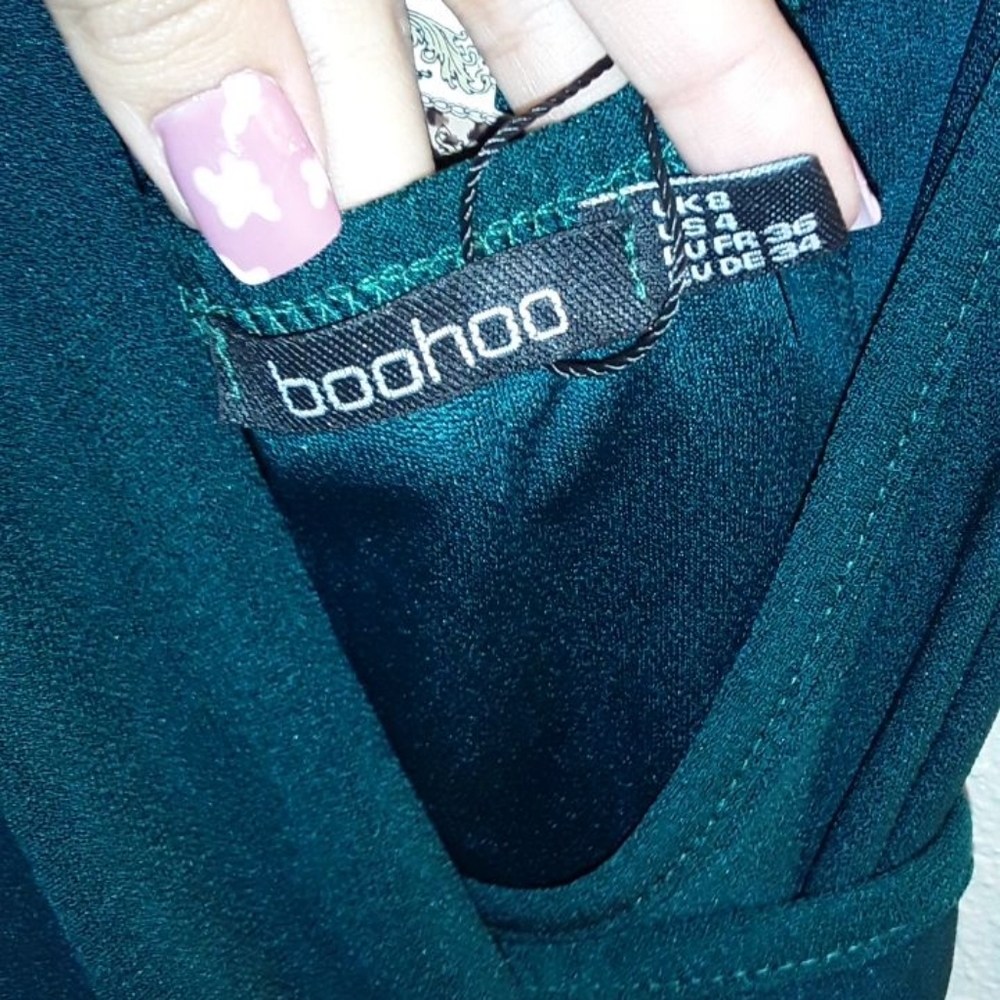 Green cross long dress